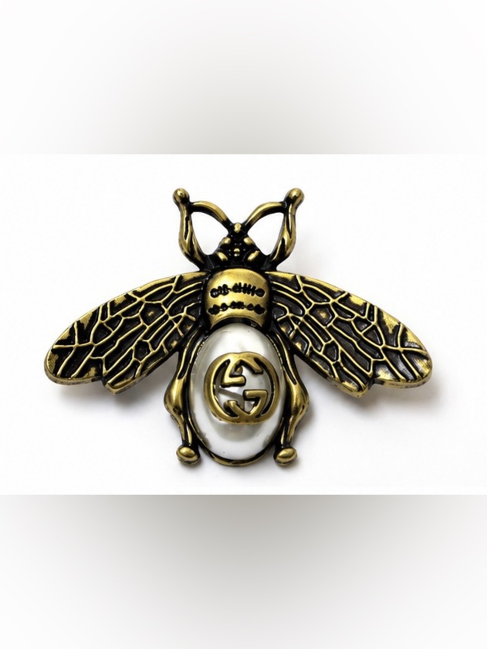 Vintage Style Gold Tone Bee Brooch with Pearl Accent | Insect Pin